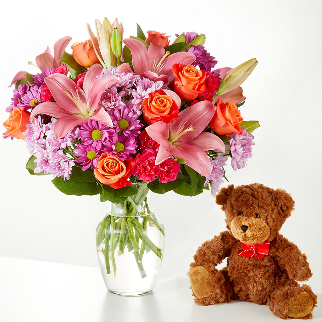 One and Only Bouquet and Bear Bundle – Park Merced Florist, Corona CA