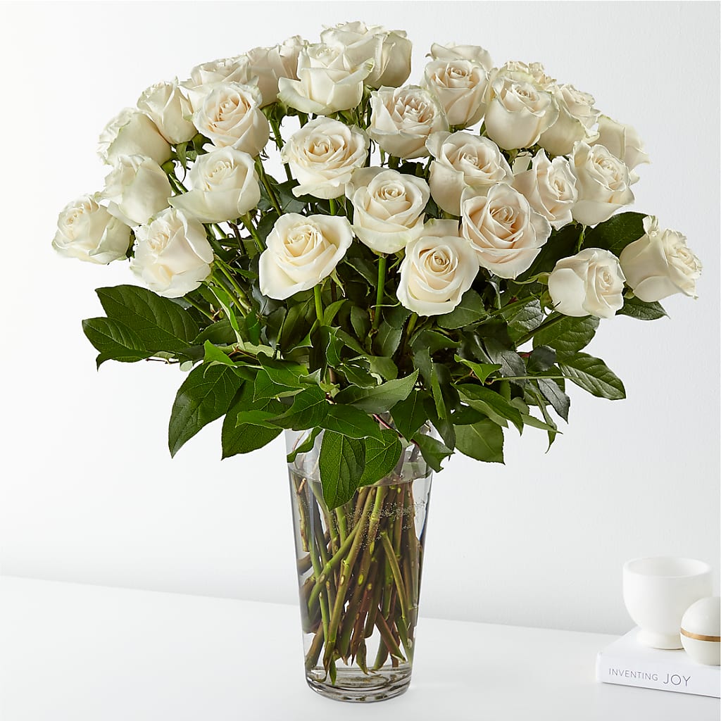 Long Stem White Rose Bouquet – Park Merced Florist, Corona CA