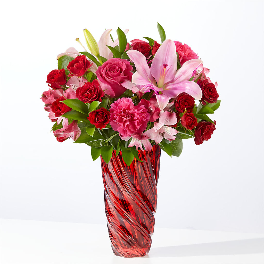 In Love Bouquet with Luxe Swirl Vase – Park Merced Florist, Corona CA