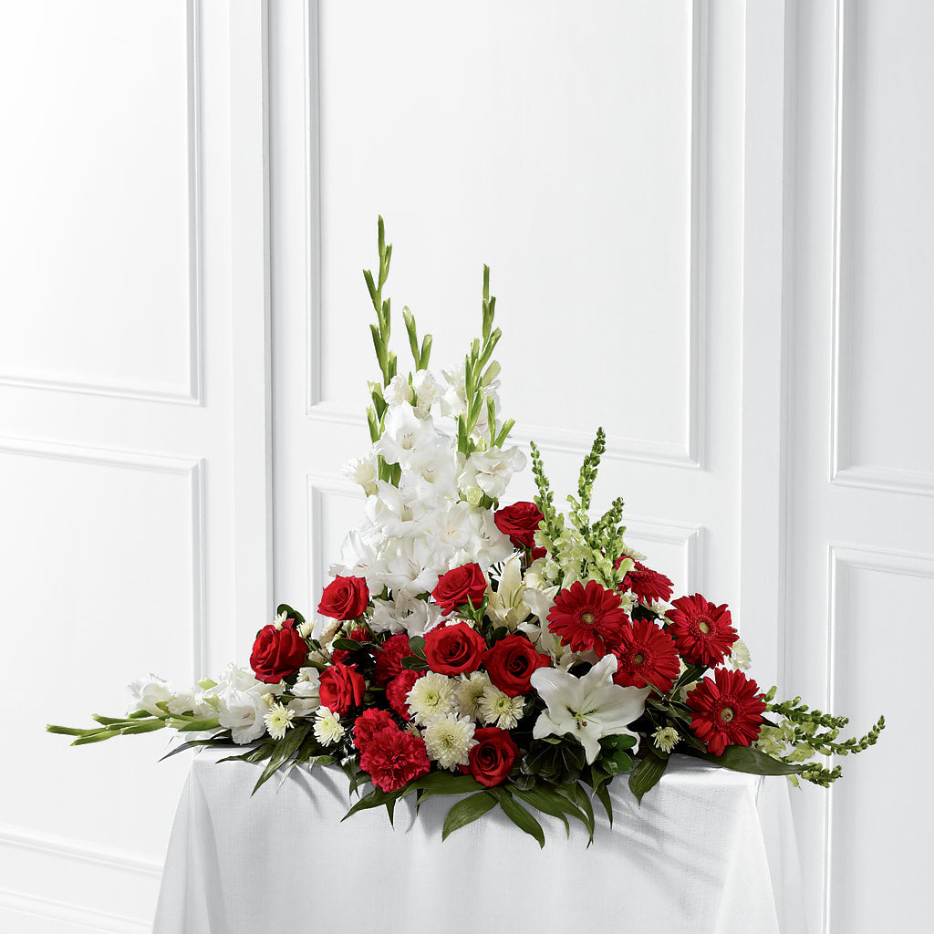 Crimson & White Arrangement – Park Merced Florist, Corona CA