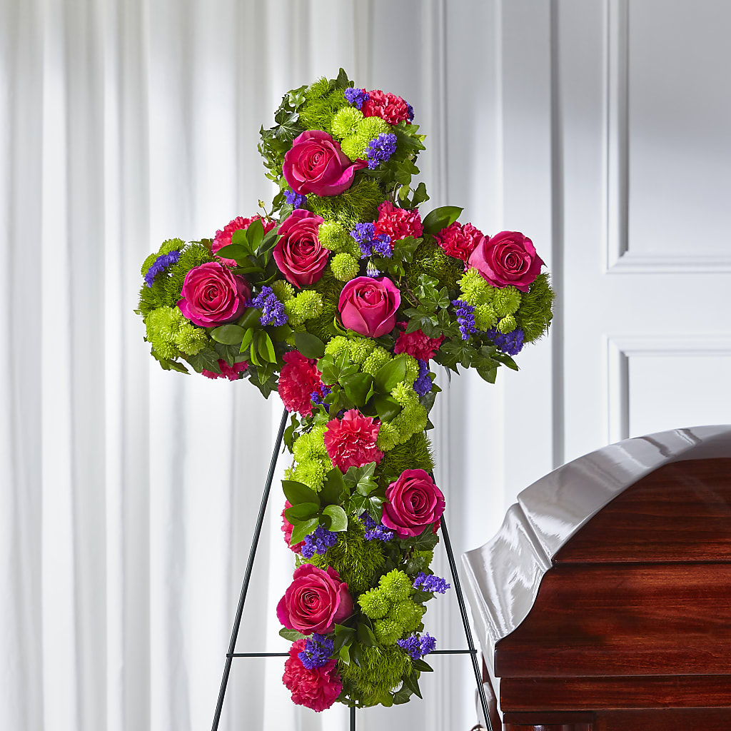 Tribute Rose Floral Cross – Park Merced Florist, Corona CA