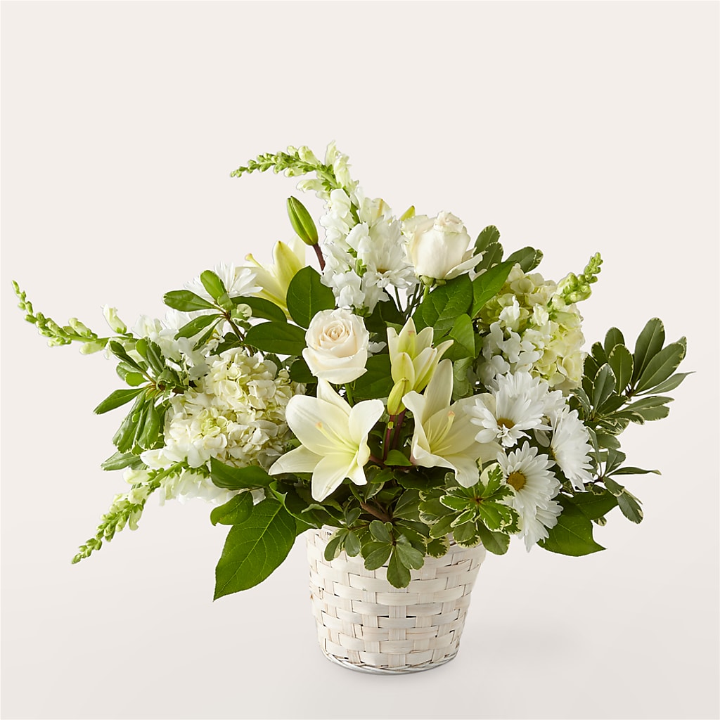 Ivory Elegance Floral Basket – Park Merced Florist, Corona CA