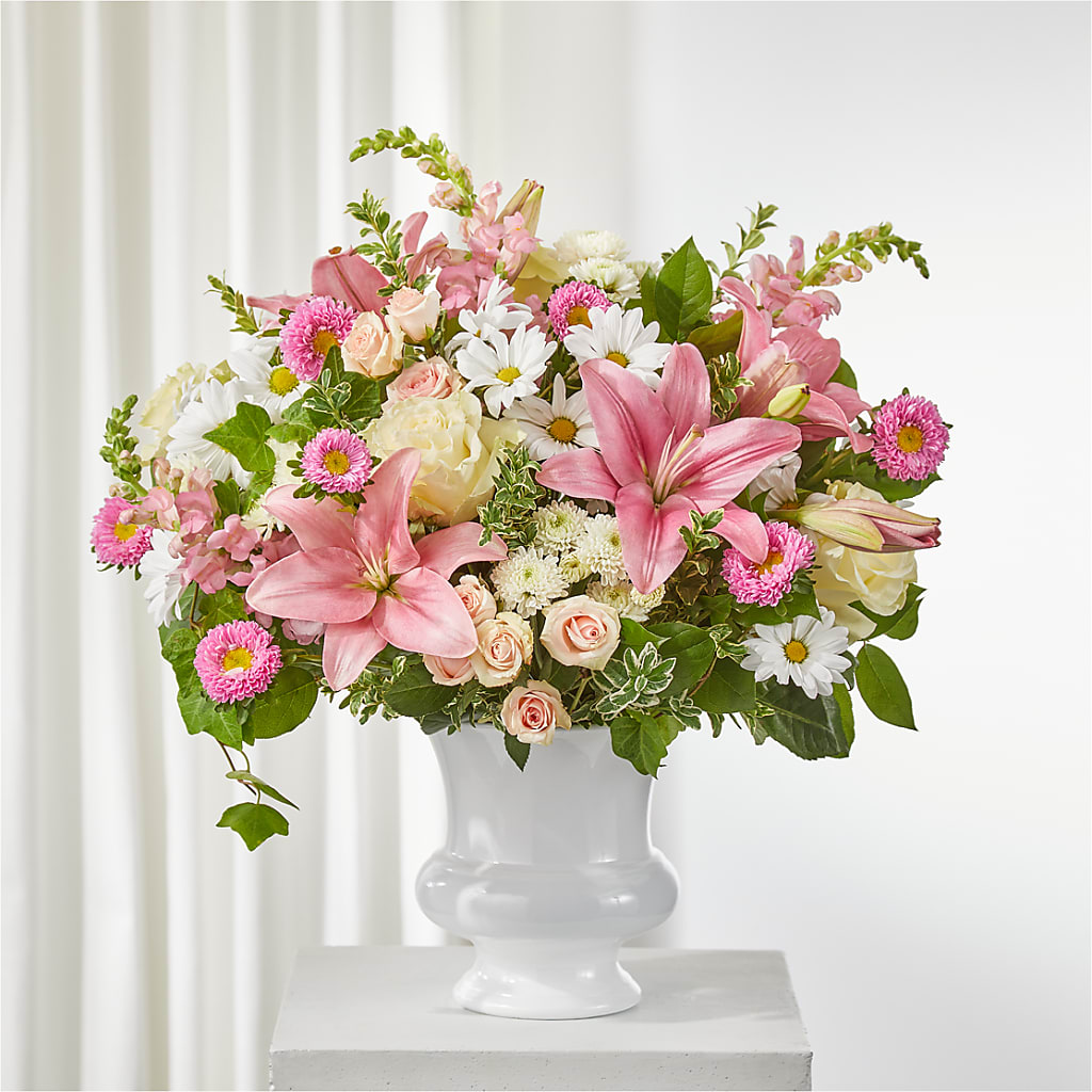 Empathetic Blooms Urn Arrangement – Park Merced Florist, Corona CA