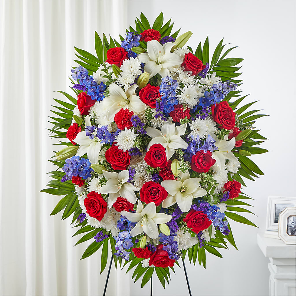 Cherished Service Standing Spray – Park Merced Florist, Corona CA