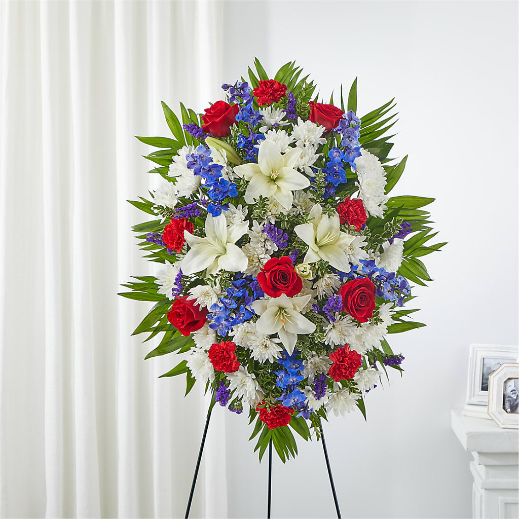 Cherished Service Standing Spray – Park Merced Florist, Corona CA