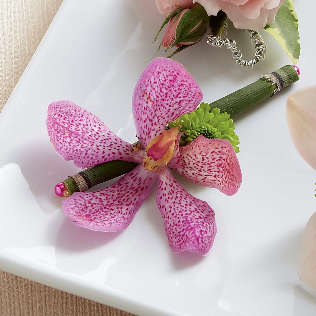 Pink Mokara Boutonniere – Park Merced Florist, Corona CA