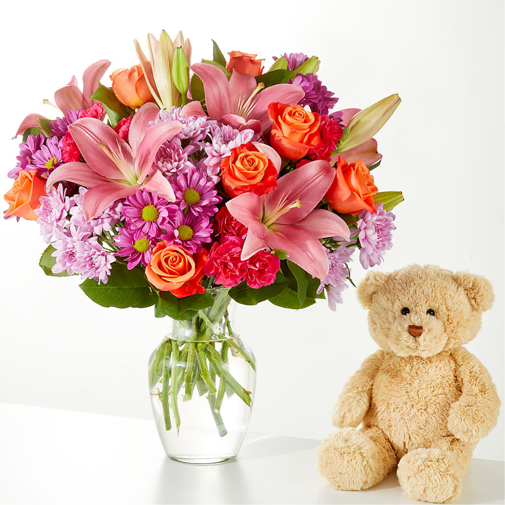 One and Only Bouquet and Bear Bundle –  Park Merced Florist, Corona CA