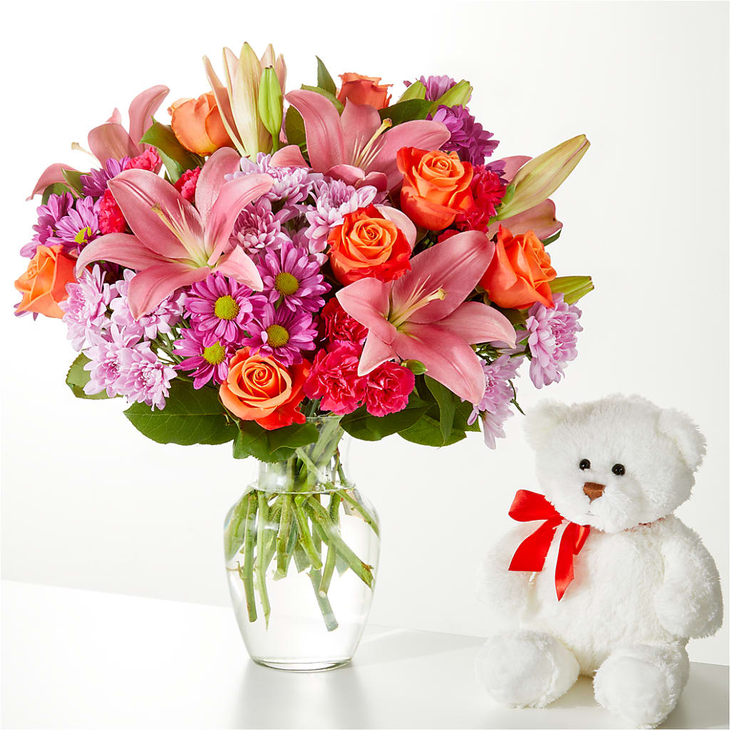 One and Only Bouquet and Bear Bundle –  Park Merced Florist, Corona CA