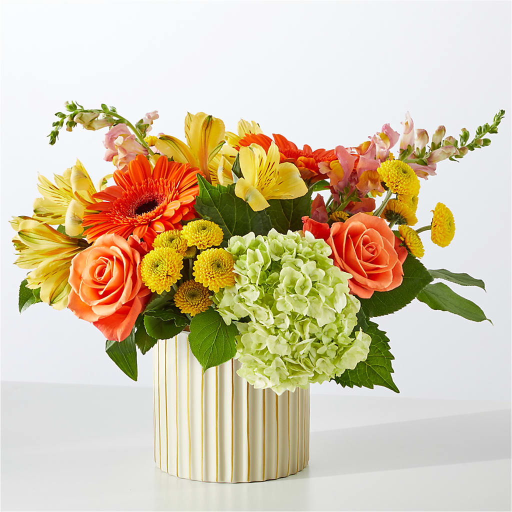 Autumn Sunshine Bouquet with Ivory Vase –  Park Merced Florist, Corona CA