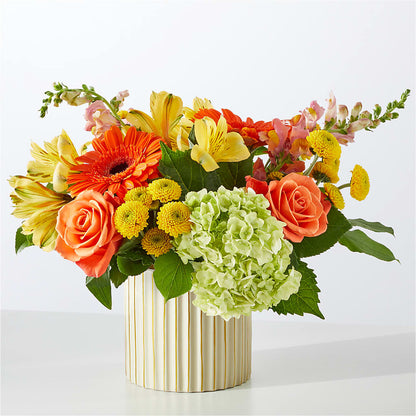 Autumn Sunshine Bouquet with Ivory Vase –  Park Merced Florist, Corona CA