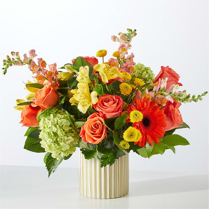 Autumn Sunshine Bouquet with Ivory Vase –  Park Merced Florist, Corona CA