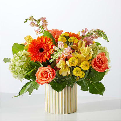 Autumn Sunshine Bouquet with Ivory Vase –  Park Merced Florist, Corona CA