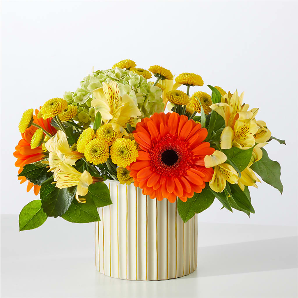 Autumn Sunshine Bouquet with Ivory Vase –  Park Merced Florist, Corona CA