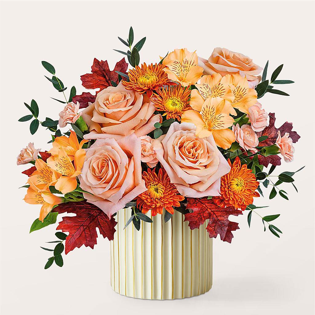 Spiced Latte Bouquet with Ivory Vase –  Park Merced Florist, Corona CA