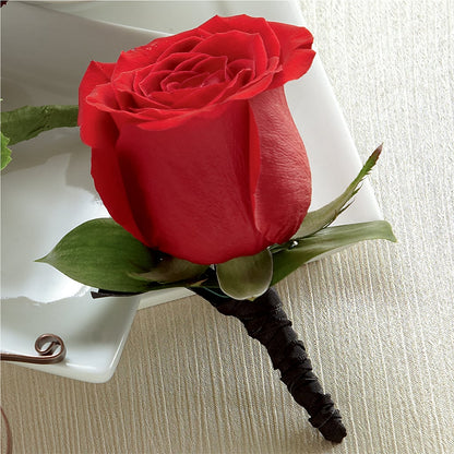 Red Rose Boutonniere –  Park Merced Florist, Corona CA